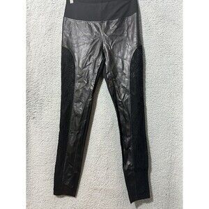 Vicinity Faux Cracked Leather Lace DetailHigh Waist Full Length Leggings Size M